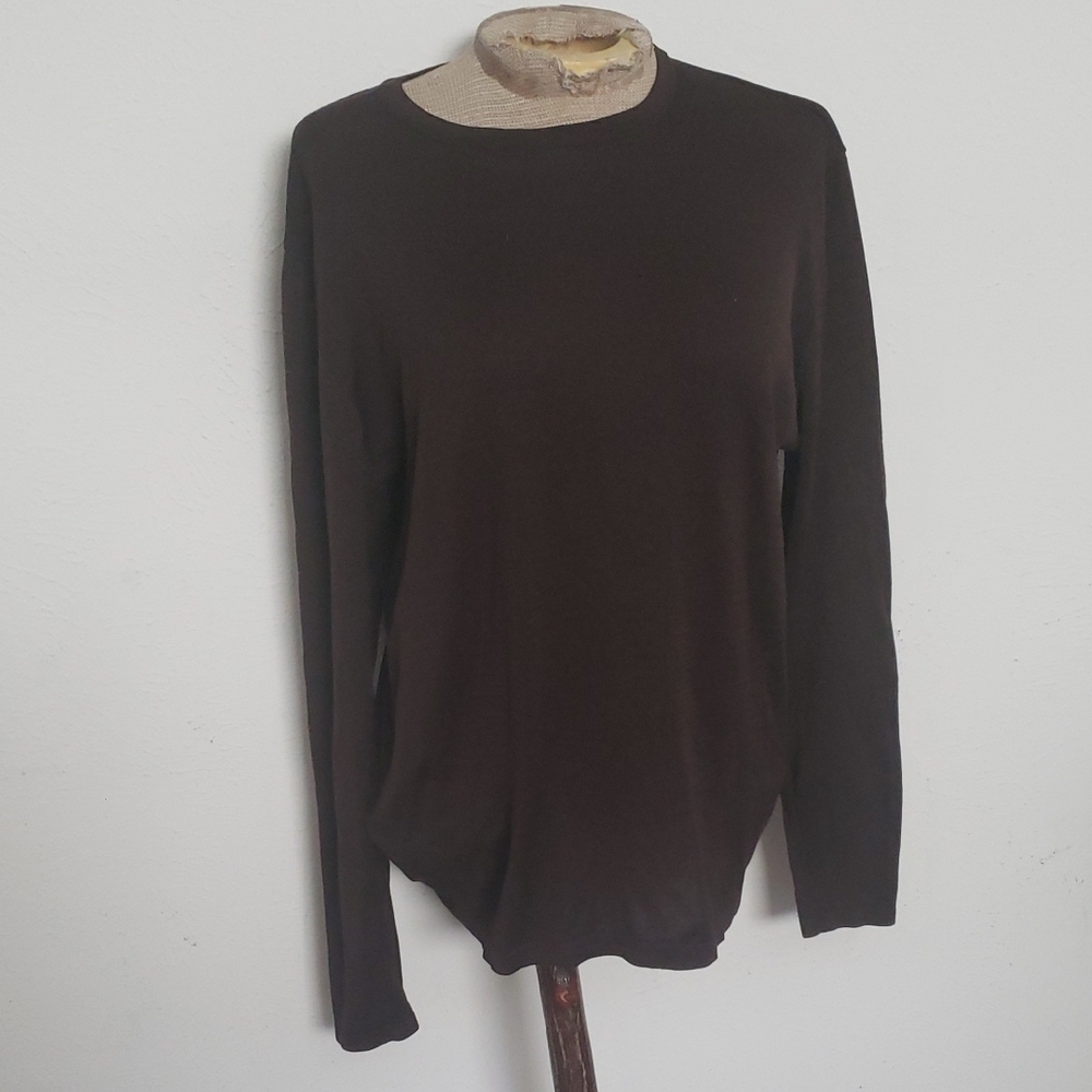 TSE Rich Brown Silk Cashmere Sweater L
